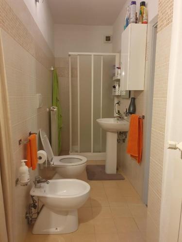 een badkamer met een toilet en een wastafel bij L'antico borgo in Buti