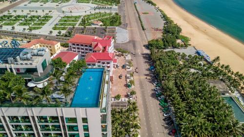 an aerial view of a resort next to the beach at Sala Grand Tuy Hoa Hotel in Tuy Hoa