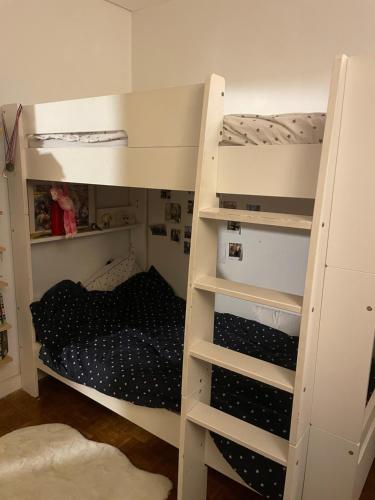 une chambre avec deux lits superposés et un lit dans l'établissement Tout confort, à Les Pavillons-sous-Bois