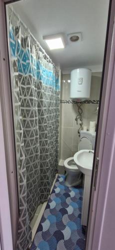 ein Bad mit einem WC und einem Waschbecken in der Unterkunft Andante in Câmpina