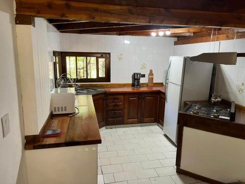 a kitchen with a refrigerator and a counter top at Aljabas in San Martín de los Andes