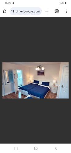 a picture of a bedroom with a blue bed at Hazelbrook Guesthouse in Waterford