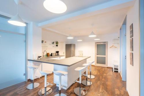 Kuchyň nebo kuchyňský kout v ubytování Zentral gelegenes Premium-Apartment mit viel Tageslicht