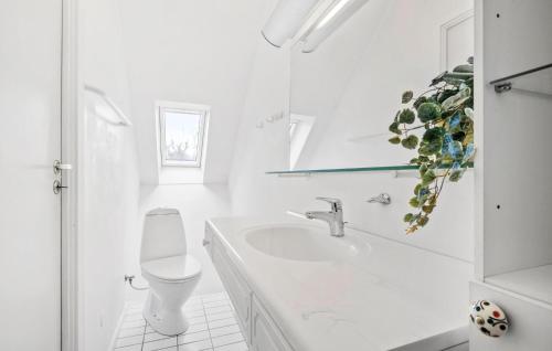 a white bathroom with a sink and a toilet at 1 Bedroom Cozy Apartment In Gilleleje in Gilleleje