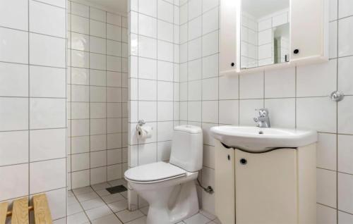 a white bathroom with a toilet and a sink at Awesome Apartment In Hemsedal With Kitchen in Hemsedal