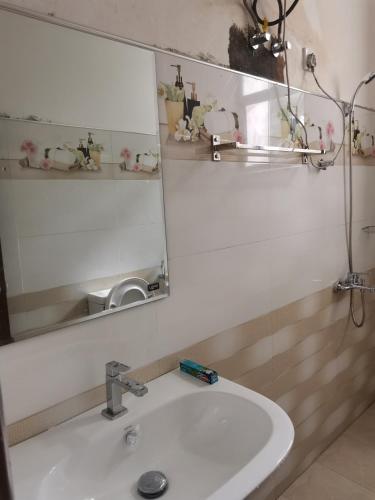 a bathroom with a sink and a mirror at Traveler's Choice in Nuwara Eliya