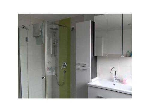 a bathroom with a shower and a sink at Family Apartment Bavaria in Füssen