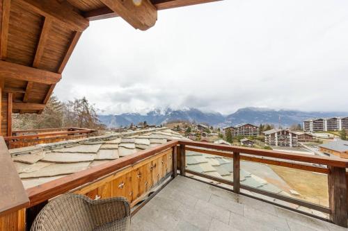 a balcony with a view of the mountains at Penthouse spa access , 6 bedroom, 6 baths by Jolidi in Nendaz