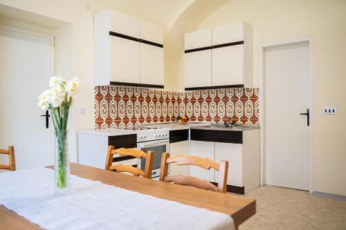 Kuchyň nebo kuchyňský kout v ubytování Apartmaji PAJTLER