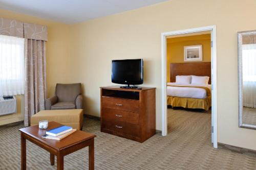 a hotel room with a bed and a television at Holiday Inn Express Philadelphia Airport by IHG in Essington