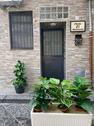 a house with plants in front of a door at Calabrò 21 Appartament in Catania