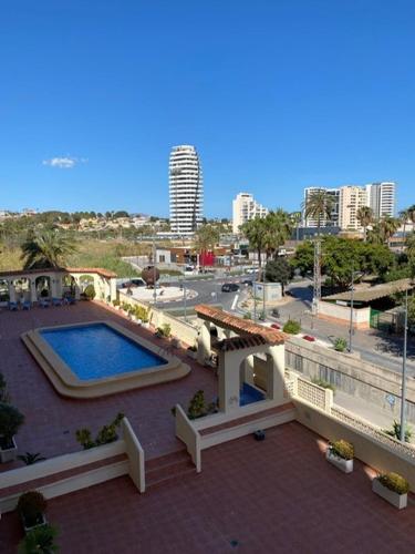 a view of a swimming pool on top of a building at Calpe Apolo V 3B Appartement Marrakech Style in Calpe