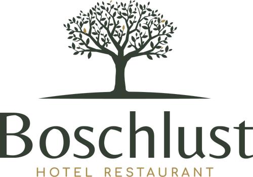 a logo for a hotel restaurant with a tree at Hotel Restaurant Boschlust in Oudemirdum