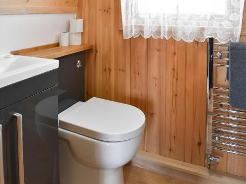 a bathroom with a toilet and a sink at Selker View-uk1397 in Corney