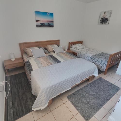 two beds sitting in a room with at Apartment Matic Duboka in Duboka