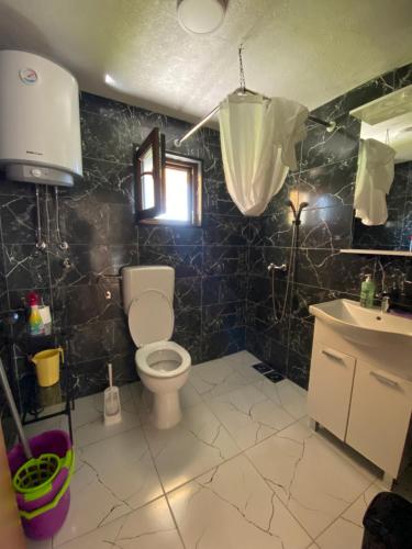 a bathroom with a toilet and a sink at Hill House Emir in Bihać