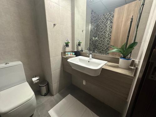 ein Bad mit einem Waschbecken und einem WC in der Unterkunft Dubai 7 in Dubai