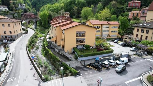 an aerial view of a building in a city at tosca house 2 in Varenna