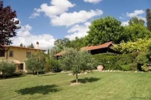 ein Haus mit einem Garten mit einem Baum auf einem Feld in der Unterkunft Ferienwohnung für 4 Personen ca 65 m in San Miniato, Toskana Provinz Florenz in San Miniato