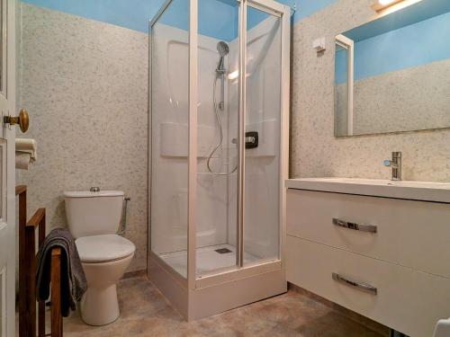 ein Bad mit einer Dusche, einem WC und einem Waschbecken in der Unterkunft Gîte Yssingeaux, 4 pièces, 6 personnes - FR-1-582-144 in Yssingeaux