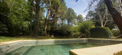een zwembad in een tuin met bomen bij Paraíso Aquí y ahora in Carilo
