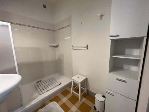 a bathroom with a shower and a sink at Appartement Royan, 3 pièces, 4 personnes - FR-1-539-52 in Royan