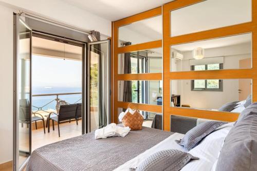 A seating area at Aigli Luxury Villa - Seaview Panoramic Retreat