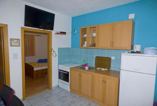 Η κουζίνα ή μικρή κουζίνα στο Apartments Plaža