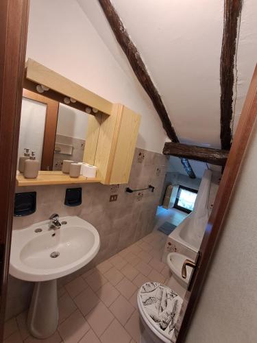 a bathroom with a sink and a toilet at MansardHouse zona Bellagio in Magreglio