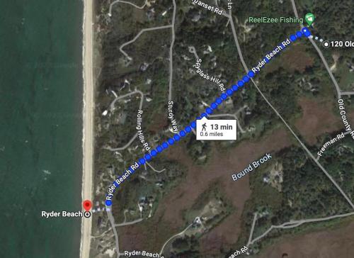 a map of the proposed route of the k km line at Famous Architectural Home in quiet forests of Truro in Wellfleet