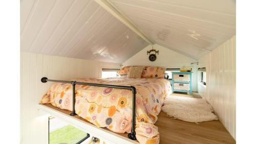 een slaapkamer in een tiny house met een bed bij Wodalla Horse Farmstay in Nyora