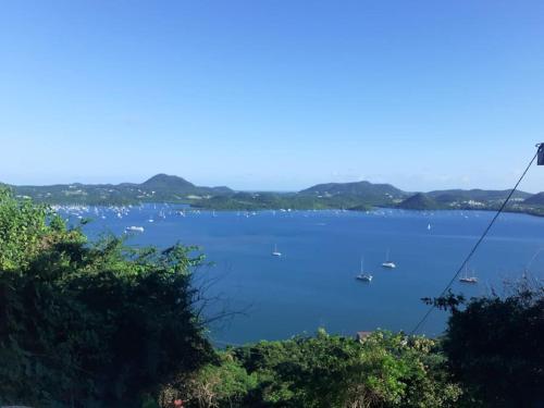 a large body of water with boats in it at Studio du PARADIS in Le Marin