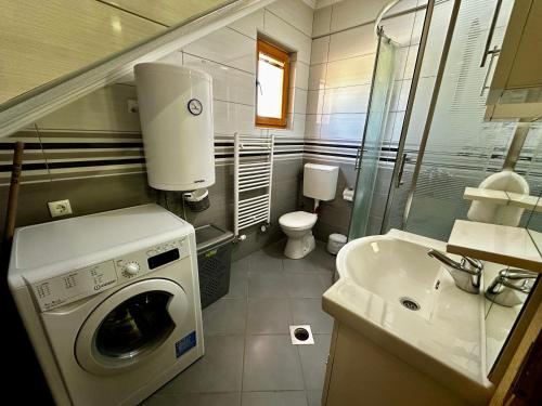 a bathroom with a washing machine and a sink at Holiday home Krajina I in Vlasic