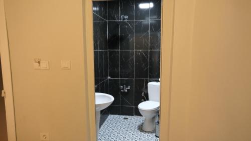 a bathroom with a toilet and a sink at Simon Hotel in Istanbul