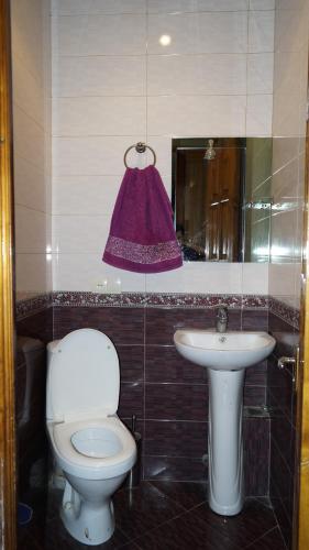 a bathroom with a toilet and a sink at Nino's Guest House in Tbilisi City