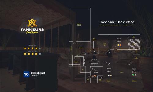 a map of a floor plan of a restaurant at LES TANNEURS PENTHOUSE MARRAKECH in Marrakesh