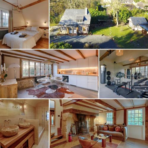 un collage de photos d'une maison dans l'établissement L'Écrin de Luxe, à Branville