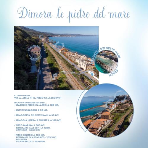 a collage of two pictures of a beach at DIMORA LE PIETRE DEL MARE in Pizzo