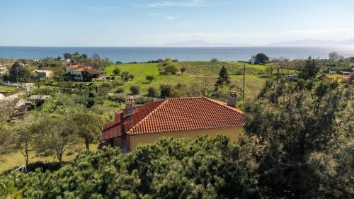 a house on a hill with the ocean in the background at Nice house by the sea! in Epanomi