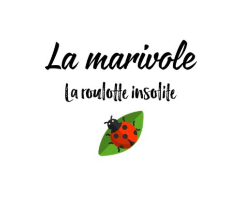 a ladybug on a leaf with the words la marauderle a horrible inside at Roulotte insolite La Marivole in Azay-le-Ferron