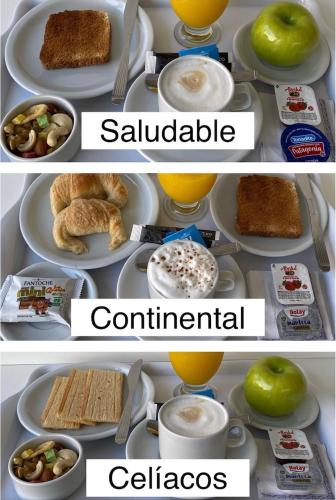 een koelkast vol met borden met eten en drinken bij Torre Potosi Departamentos in Rosario