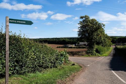 a street sign on the side of a road at Shepherd's Bothy at Papple Steading in East Linton