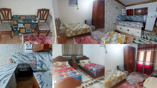 a collage of photos of a living room and a bedroom at شاليه للايجار بالساحل الشمالى in Marsa Matruh