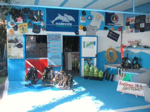 a room with a blue wall with motorcycles on it at Torre Turbolo Apartments in Massa Lubrense