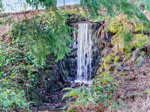 a waterfall on the side of a hill with plants at 4 Bed in Newmachar 93914 in Dyce