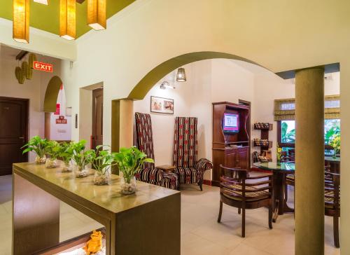 a living room with a table with plants on it at Home@F37 Kailash Colony Metro in New Delhi
