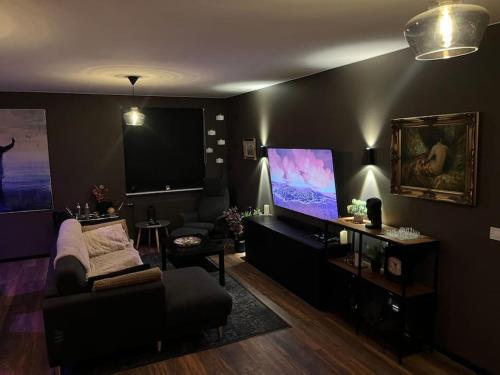 A television and/or entertainment centre at Luxurious apartment in Reykjavík