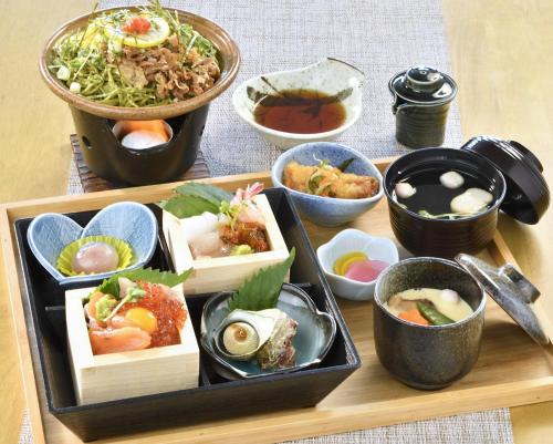 a tray with different types of food on a table at seaside villa HILIFE - Vacation STAY 51318v in Shimonoseki