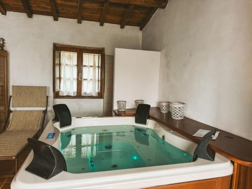a large bath tub with sharks swimming in it at Agriturismo Il Muto di Gallura in Aggius