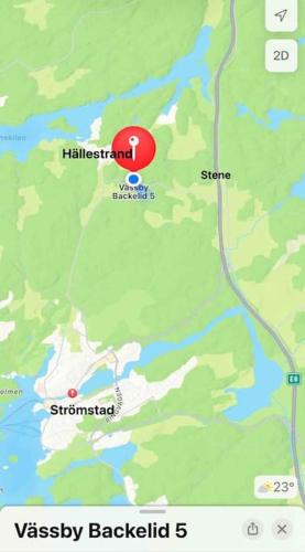 a map with a red circle on it at Green Forest Oasis & Sea in Strömstad